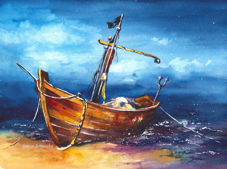 Spezialdruck "Fischerboot" 24x30 cm