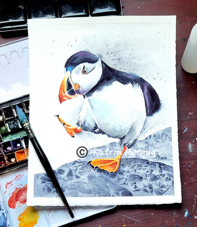 Aquarell-Kurzworkshop "Puffin" 21.07.25, 18.15 Uhr