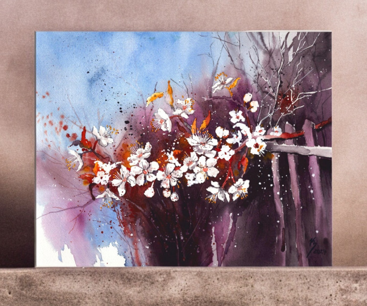 Aquarell "Kirschblüten" 24x30 cm