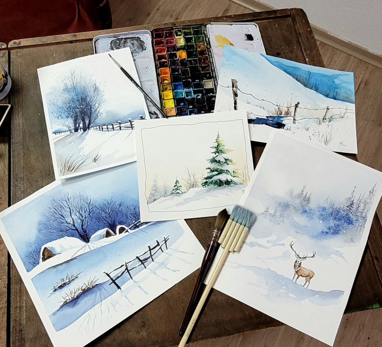 Aquarell-Workshop "Winter 2" 10.02.2025, 18.30 Uhr