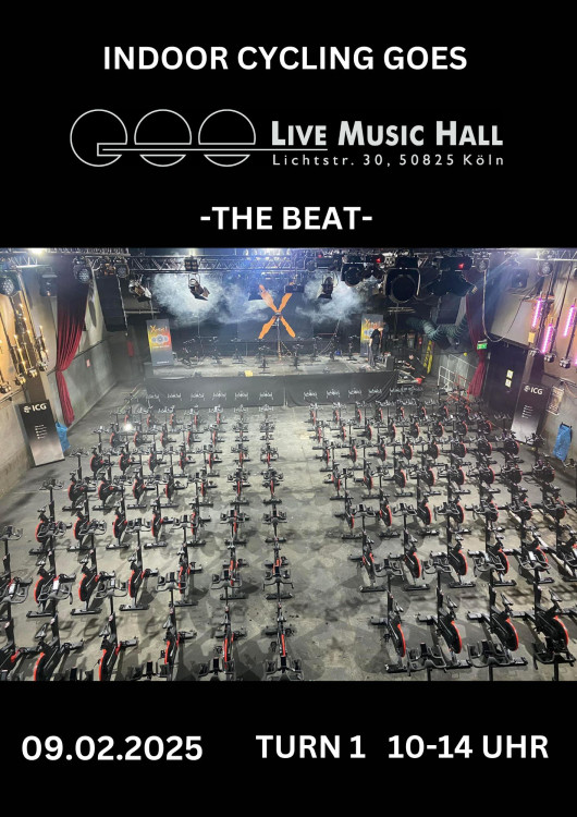 Indoor Cycling goes Live Music Hall Turn 1, 10-14 Uhr, -THE BEAT-